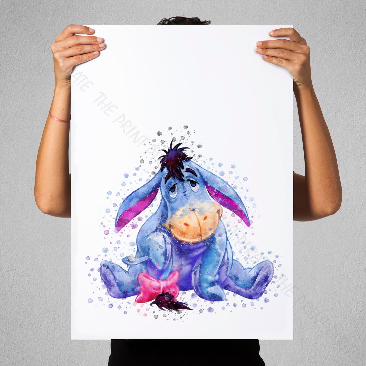 Disney 'EEYORE' Winnie the Pooh Watercolour Splash Wall Art Print