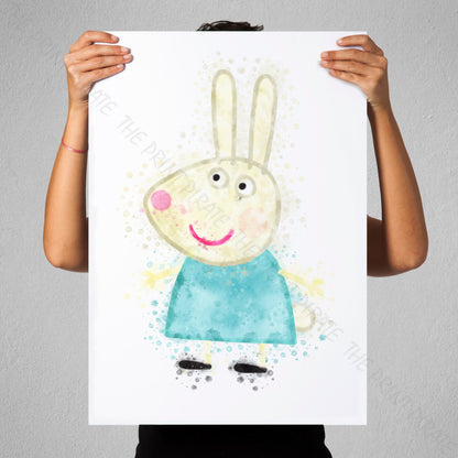 Peppa Pig 'REBECCA RABBIT' Watercolour Splash Wall Art Print