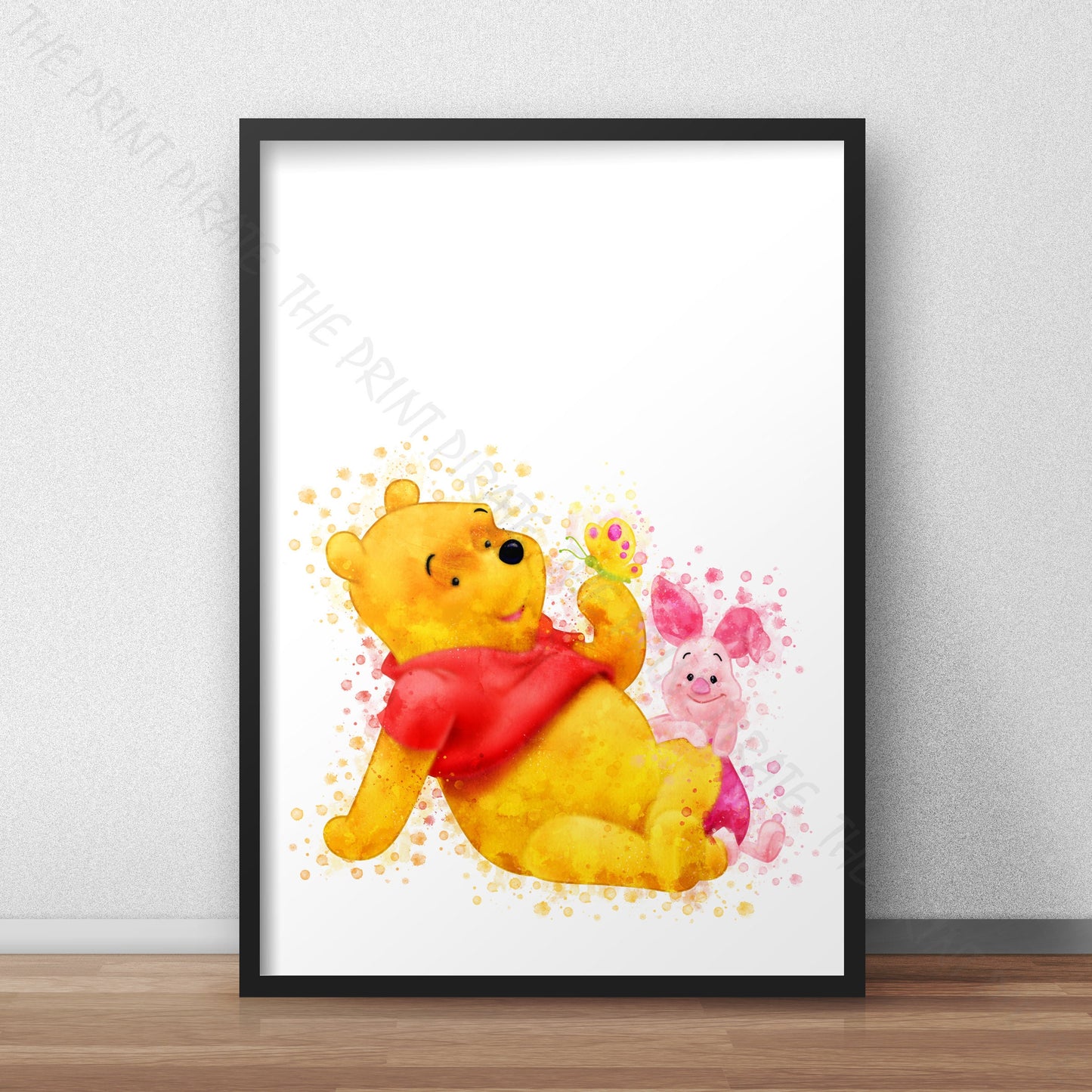 Disney 'WINNIE AND PIGLET' Winnie the Pooh Watercolour Splash Wall Art Print