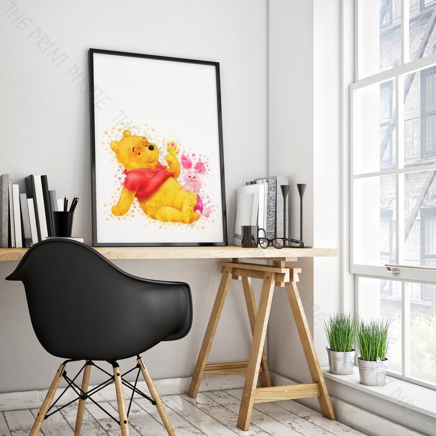 Disney 'WINNIE AND PIGLET' Winnie the Pooh Watercolour Splash Wall Art Print