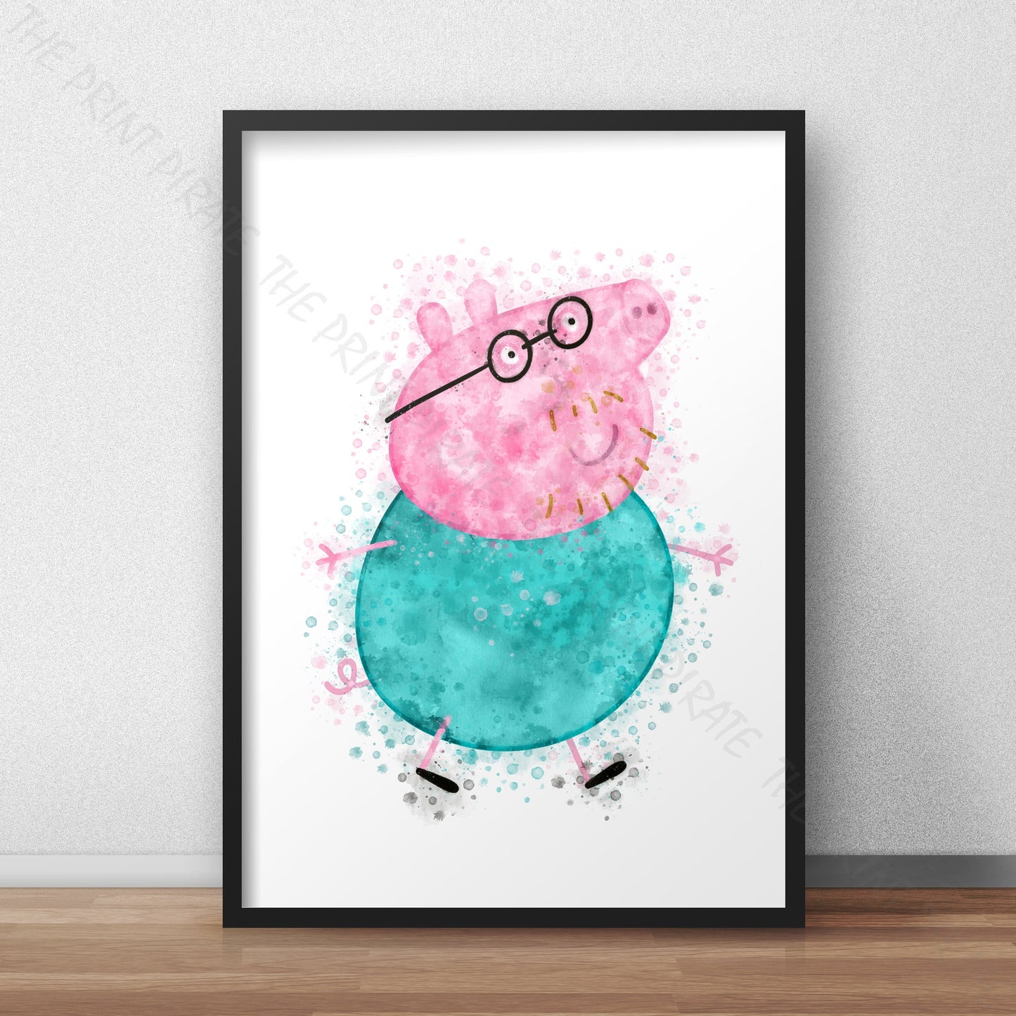 Peppa Pig 'DADDY PIG' Watercolour Splash Wall Art Print