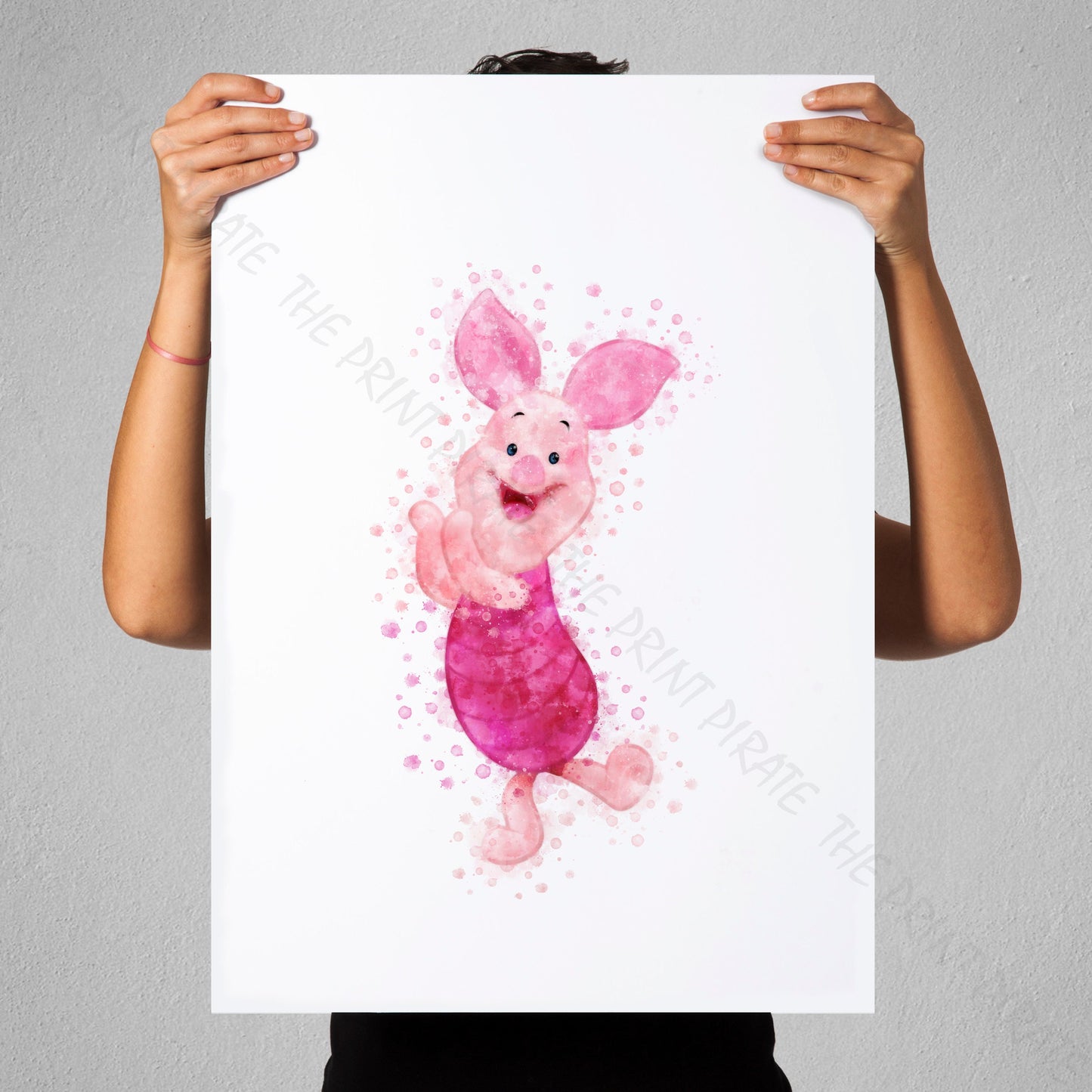 Disney 'PIGLET' Winnie the Pooh Watercolour Splash Wall Art Print