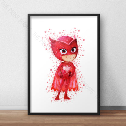 PJ Masks 'OWLETTE - AMAYA' Watercolour Splash Wall Art Print