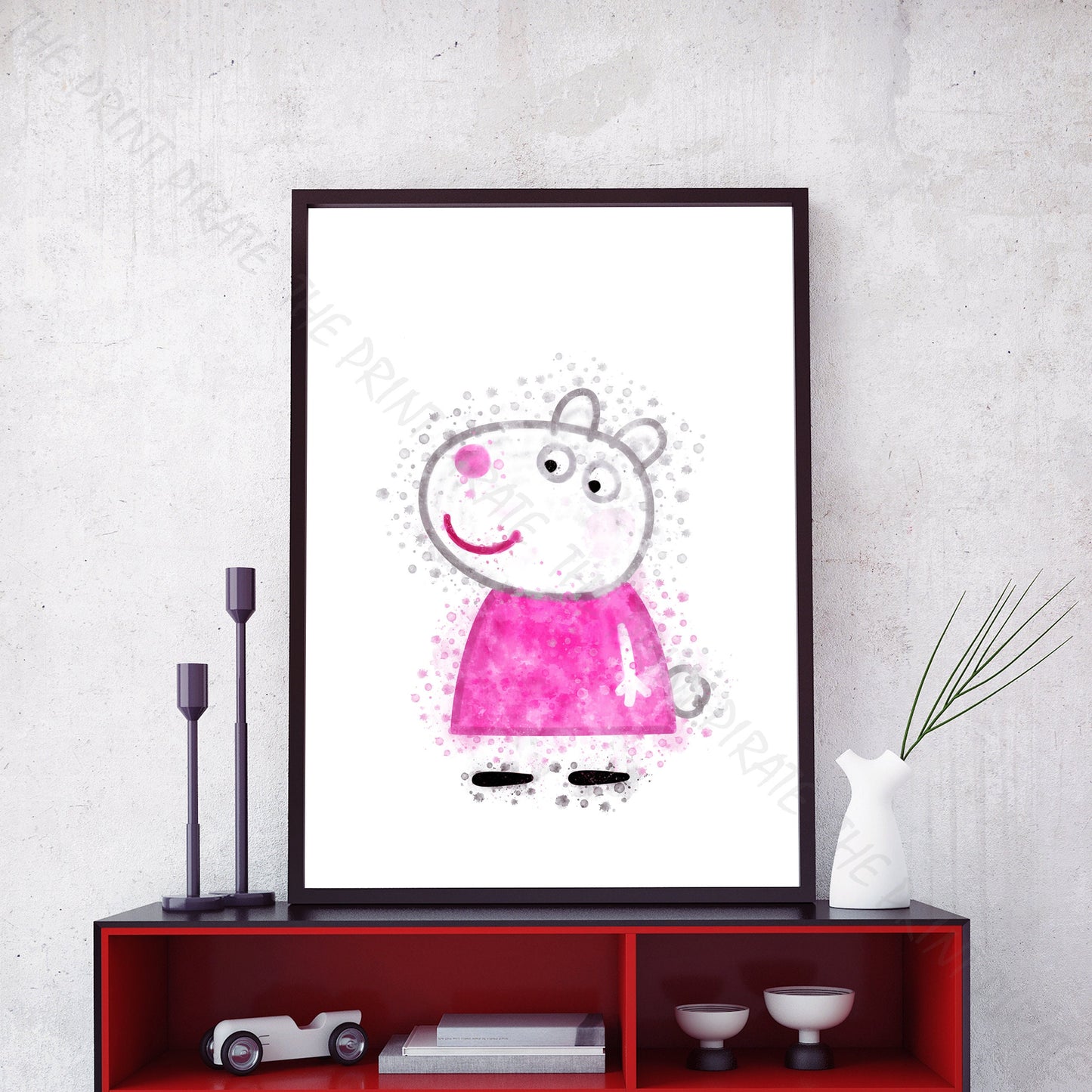 Peppa Pig 'SUSY SHEEP' Watercolour Splash Wall Art Print