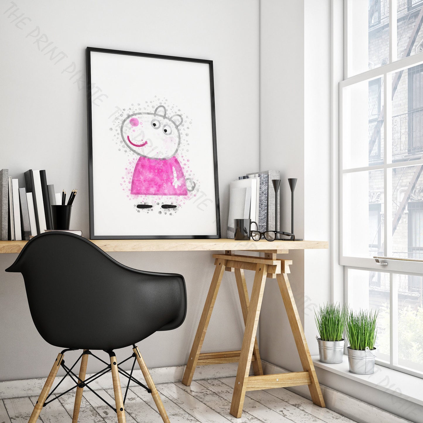 Peppa Pig 'SUSY SHEEP' Watercolour Splash Wall Art Print