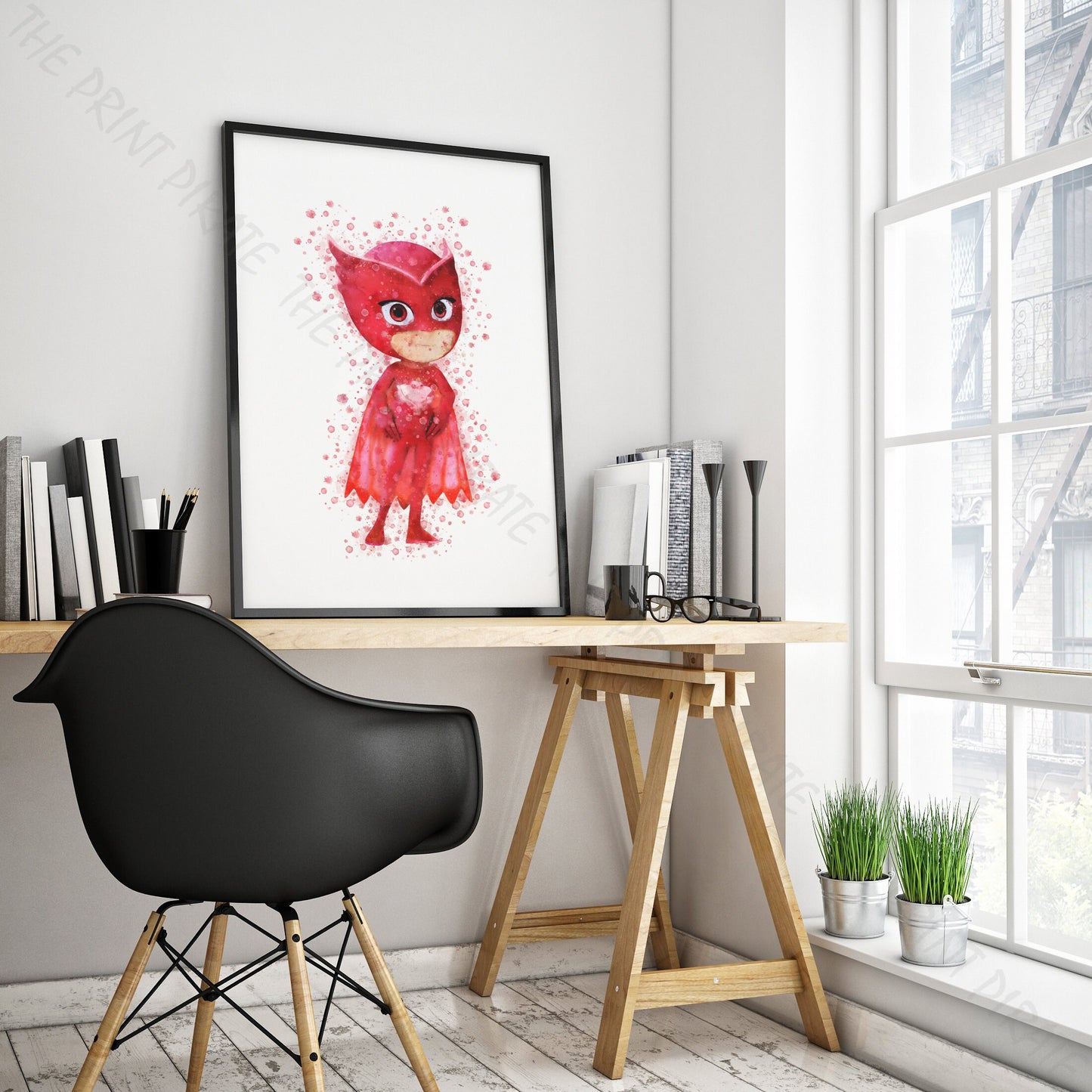 PJ Masks 'OWLETTE - AMAYA' Watercolour Splash Wall Art Print