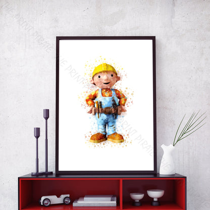 Bob the Builder 'BOB THE BUILDER' Watercolour Splash Wall Art Print