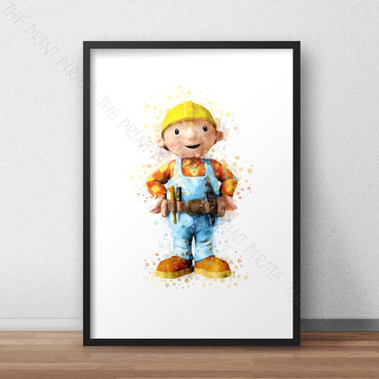 Bob the Builder 'BOB THE BUILDER' Watercolour Splash Wall Art Print