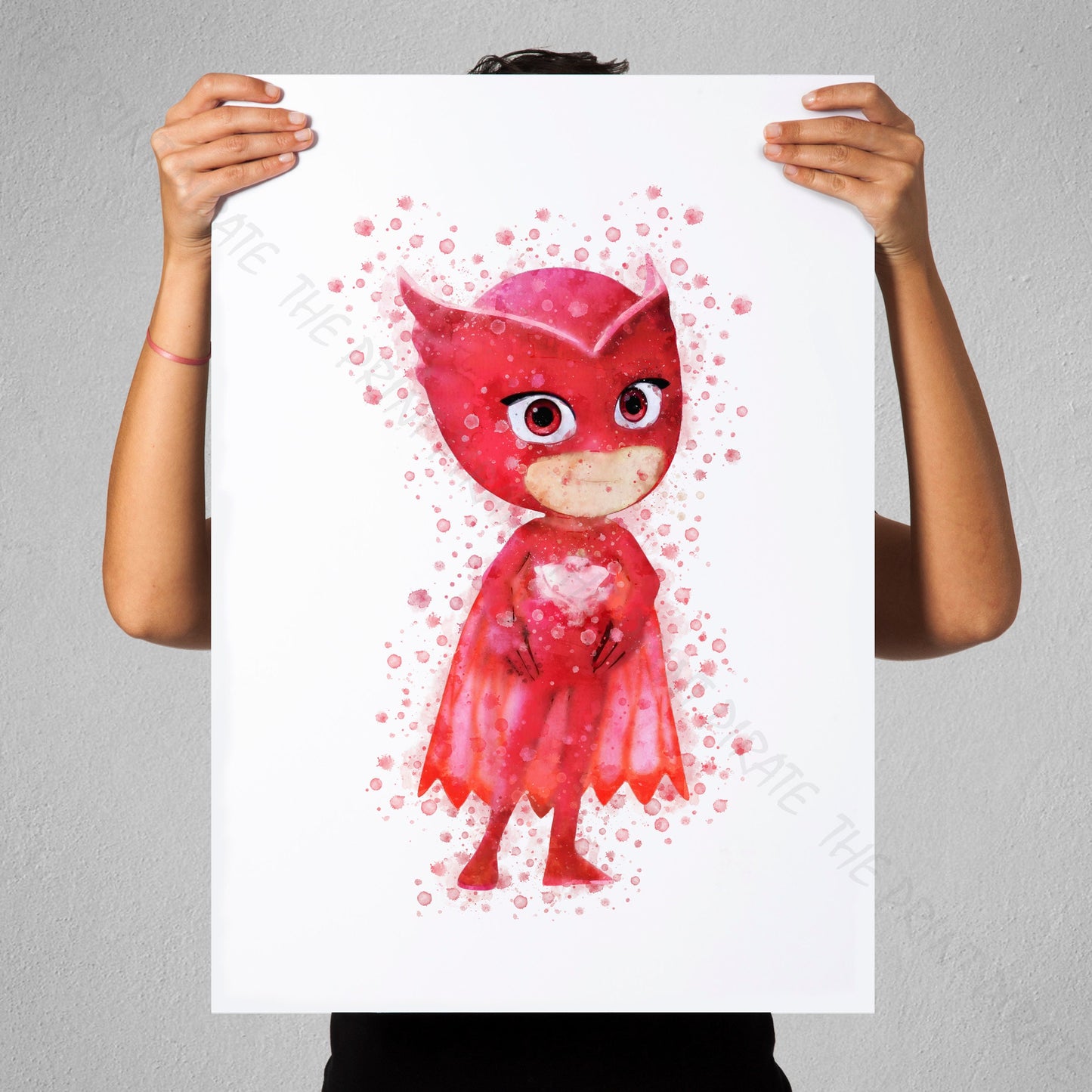 PJ Masks 'OWLETTE - AMAYA' Watercolour Splash Wall Art Print