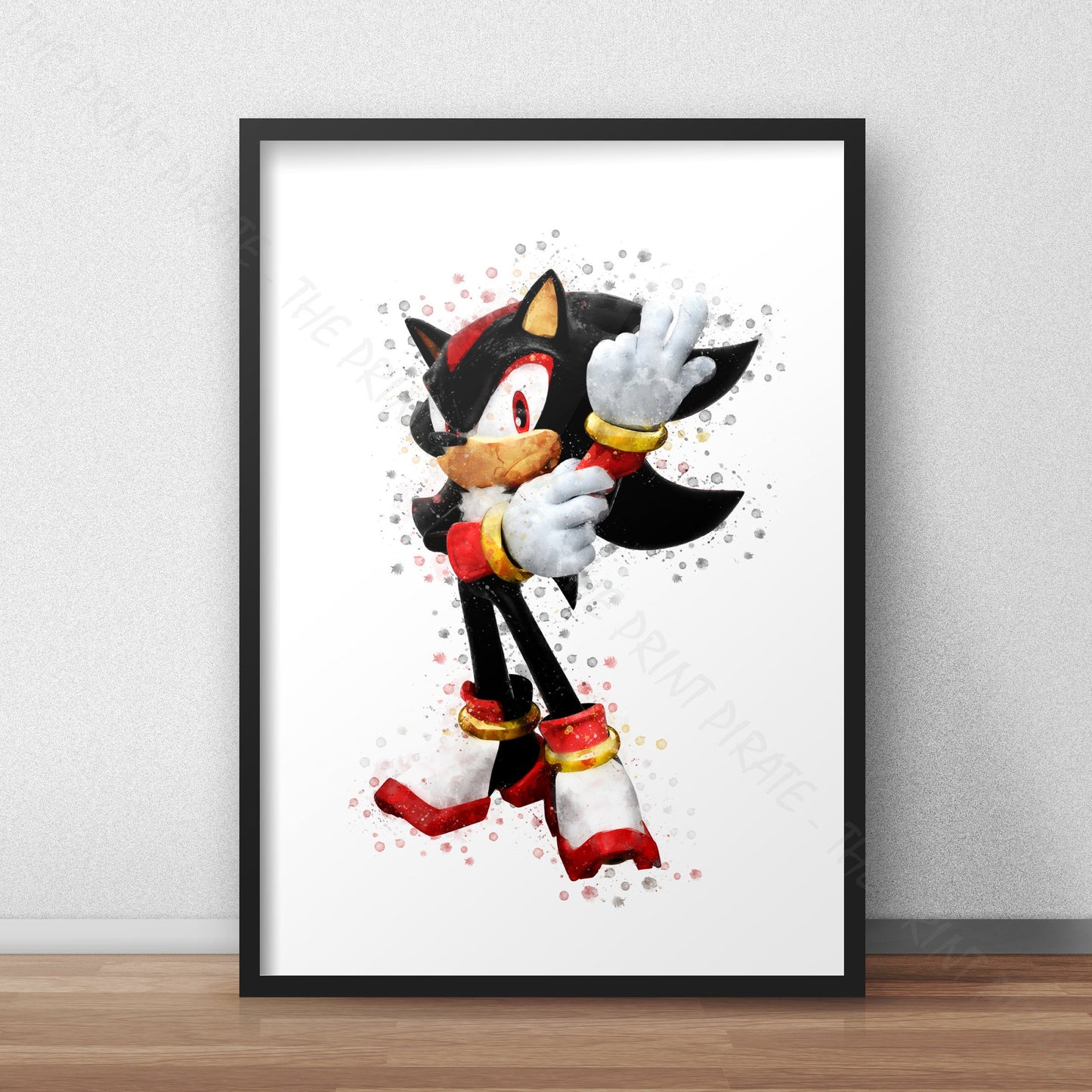 Gaming 'SHADOW THE HEDGEHOG' Sonic Watercolour Splash Wall Art Print