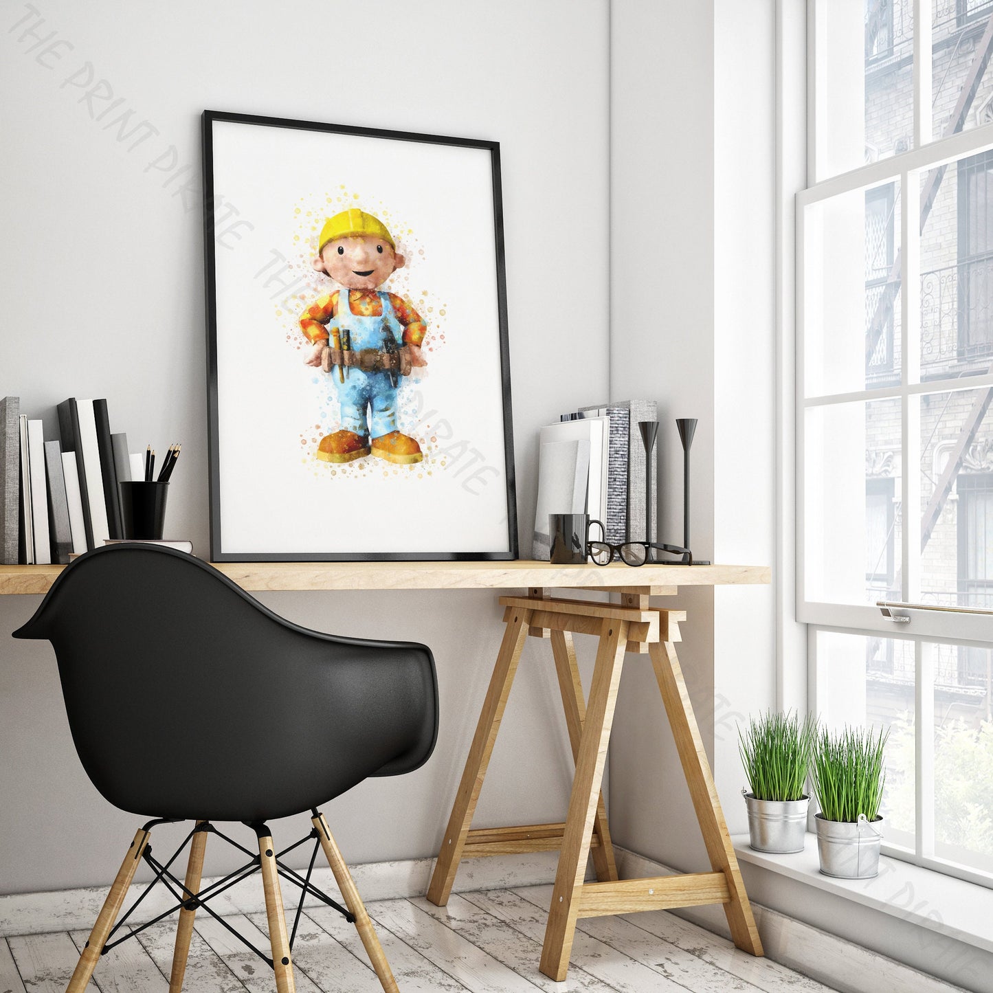 Bob the Builder 'BOB THE BUILDER' Watercolour Splash Wall Art Print