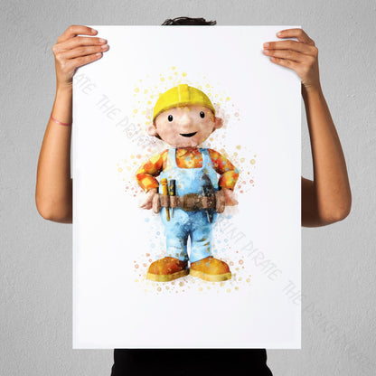 Bob the Builder 'BOB THE BUILDER' Watercolour Splash Wall Art Print