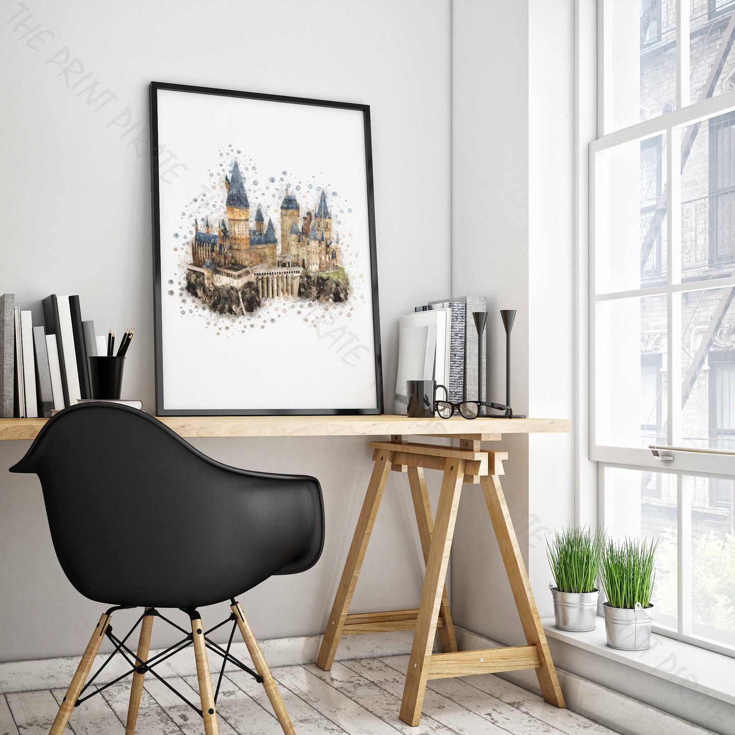 Wizarding World 'HOGWARTS CASTLE' Hogwarts Harry Potter / Fantastic Beasts Watercolour Splash Wall Art Print