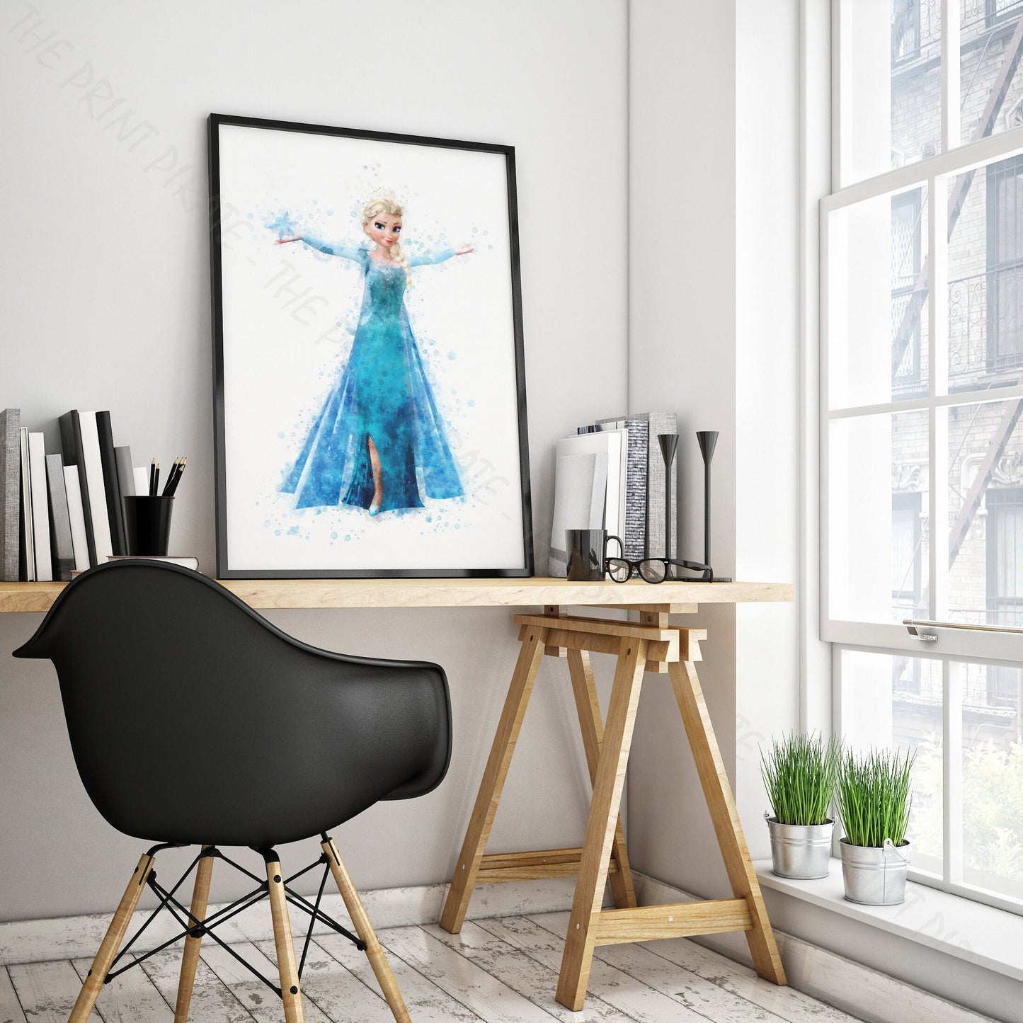 Disney 'ELSA' Princess Frozen Watercolour Splash Wall Art Print