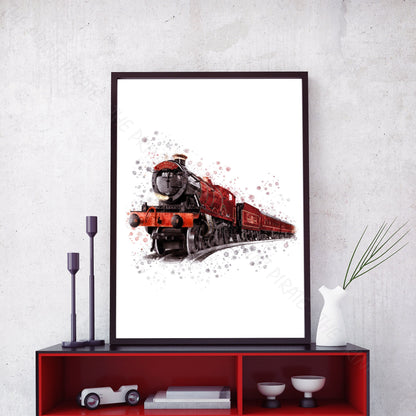 Wizarding World 'HOGWARTS EXPRESS' Hogwarts Harry Potter / Fantastic Beasts Watercolour Splash Wall Art Print