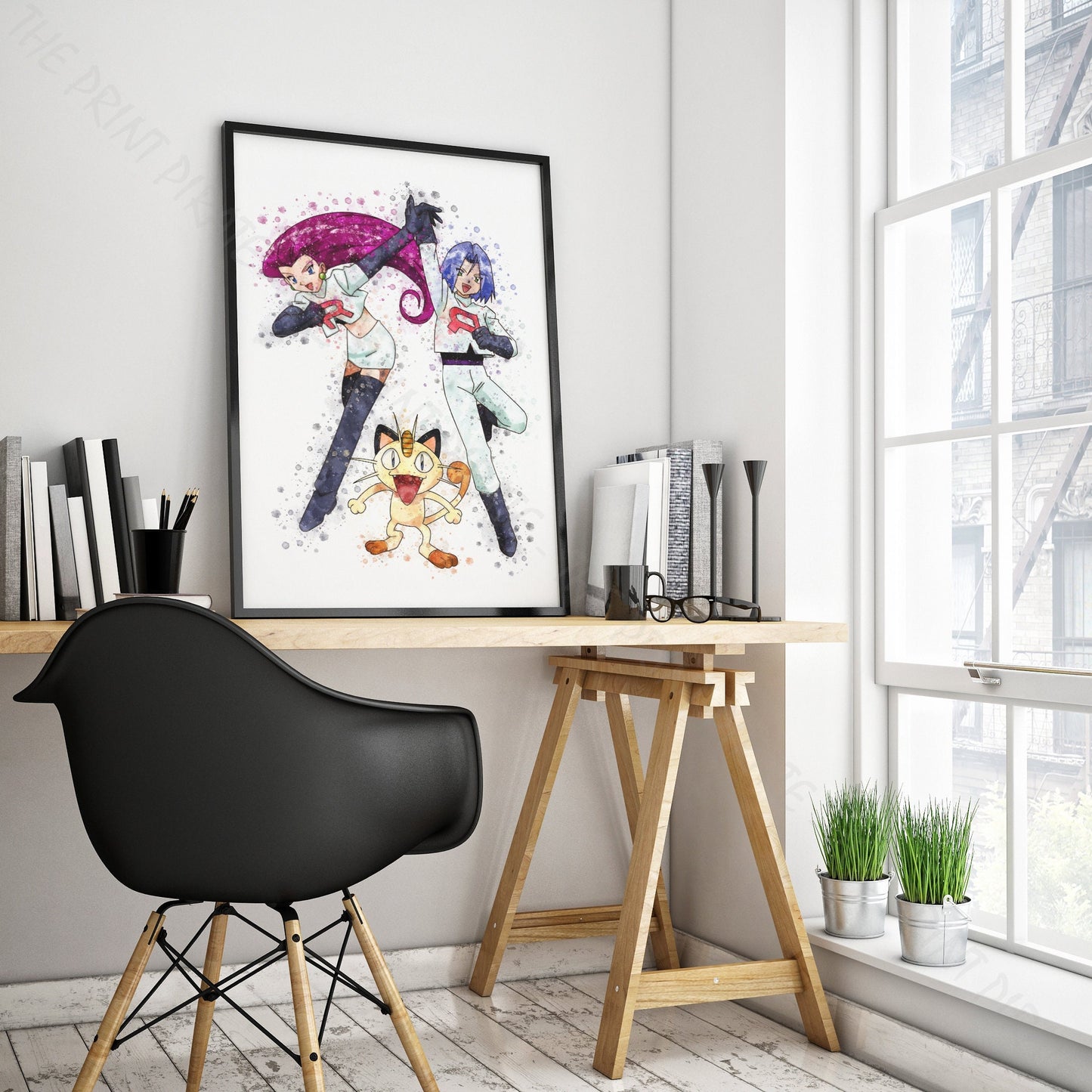 Pokemon 'TEAM ROCKET' Watercolour Splash Wall Art Print