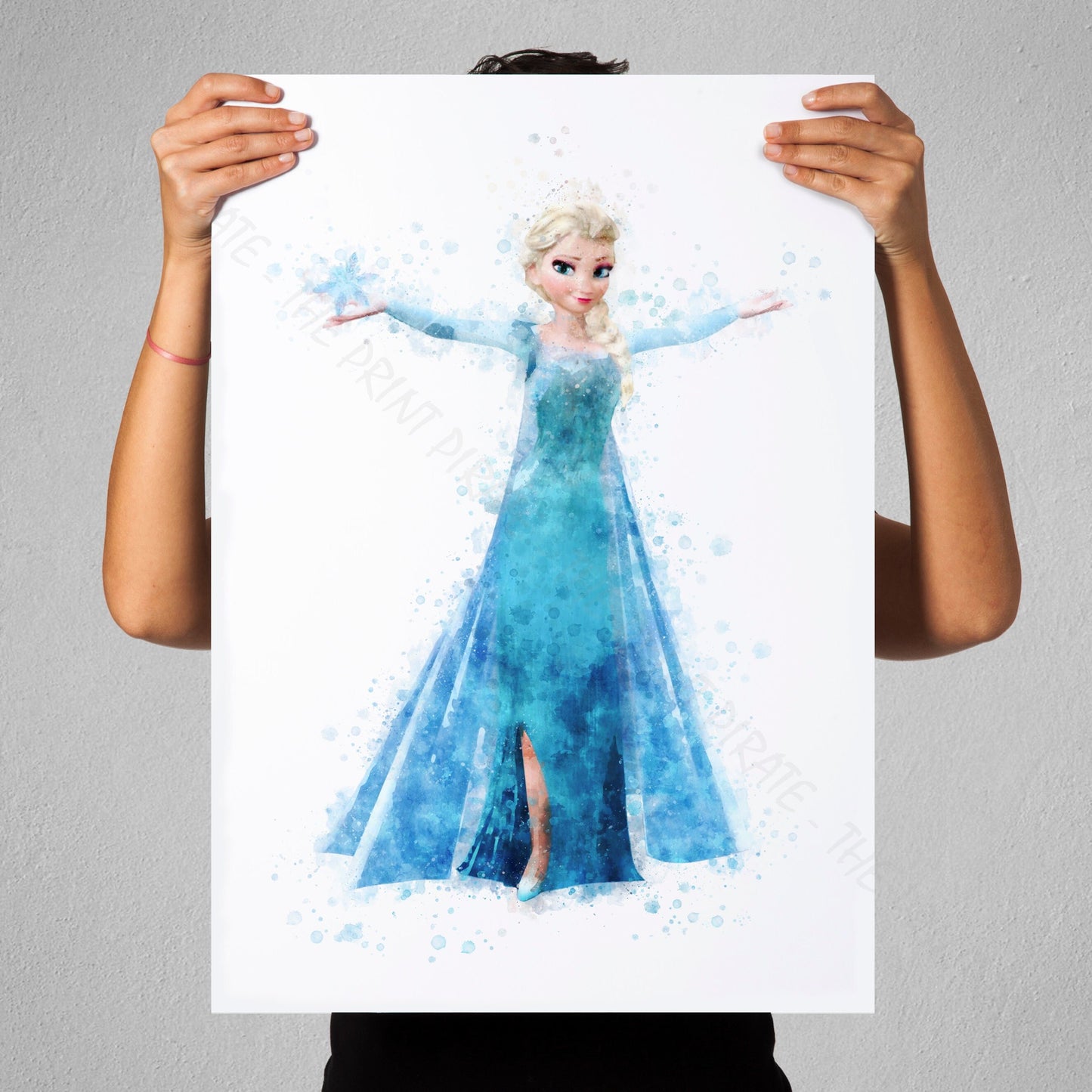 Disney 'ELSA' Princess Frozen Watercolour Splash Wall Art Print