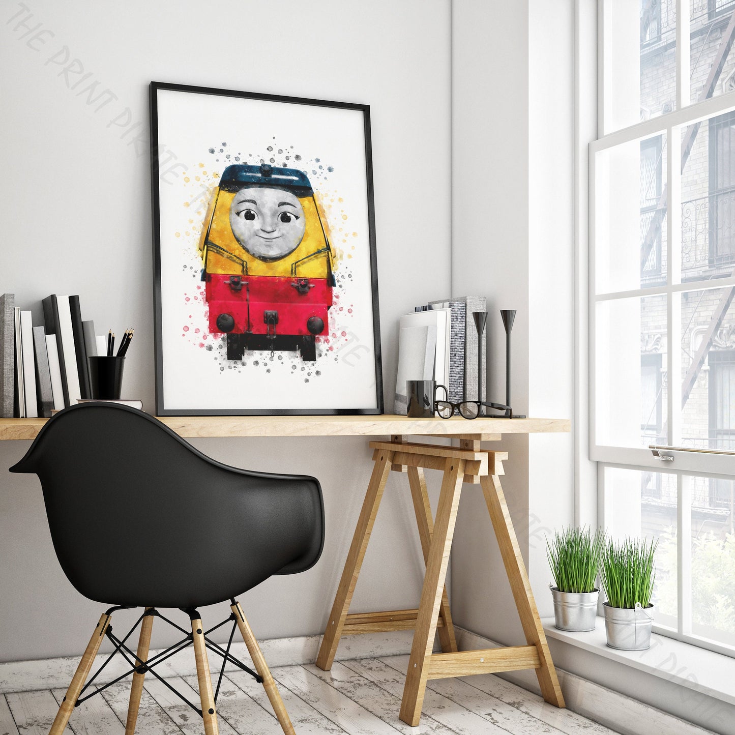 Thomas and Friends 'REBECCA' Watercolour Splash Wall Art Print