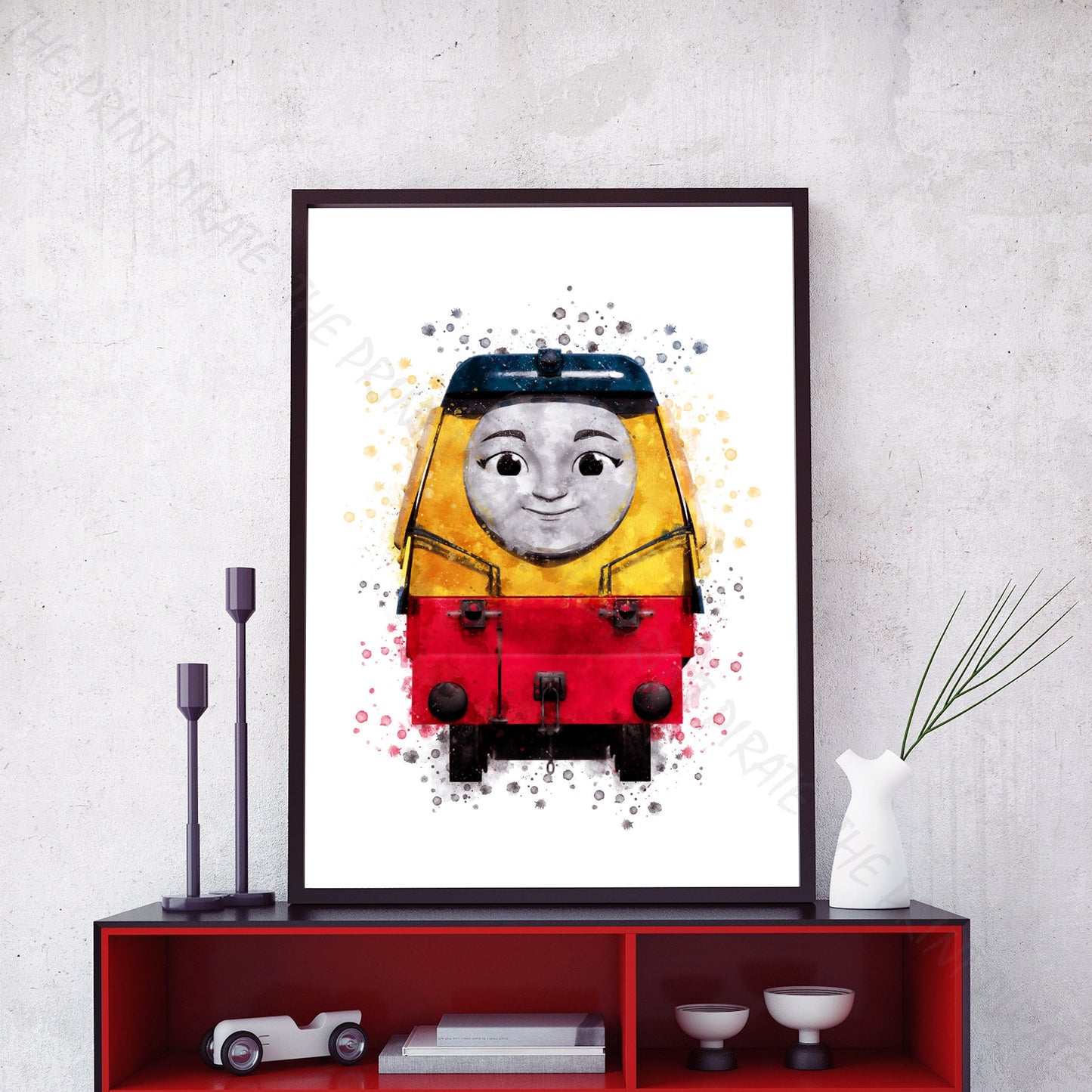 Thomas and Friends 'REBECCA' Watercolour Splash Wall Art Print