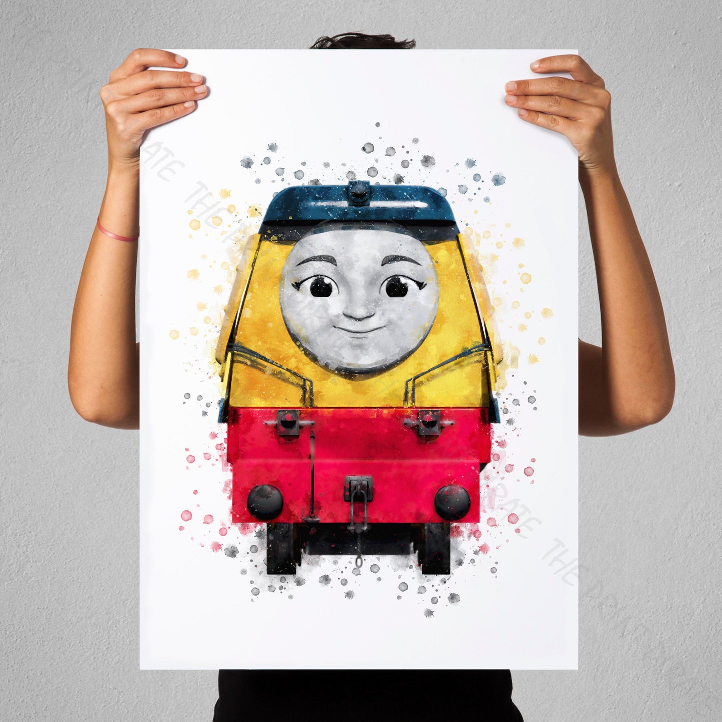 Thomas and Friends 'REBECCA' Watercolour Splash Wall Art Print