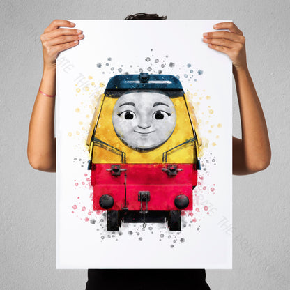 Thomas and Friends 'REBECCA' Watercolour Splash Wall Art Print