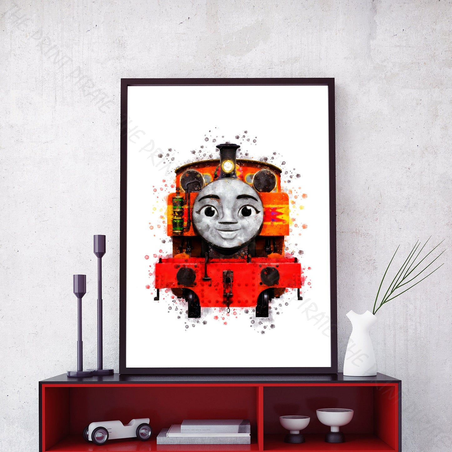 Thomas and Friends 'MIA' Watercolour Splash Wall Art Print