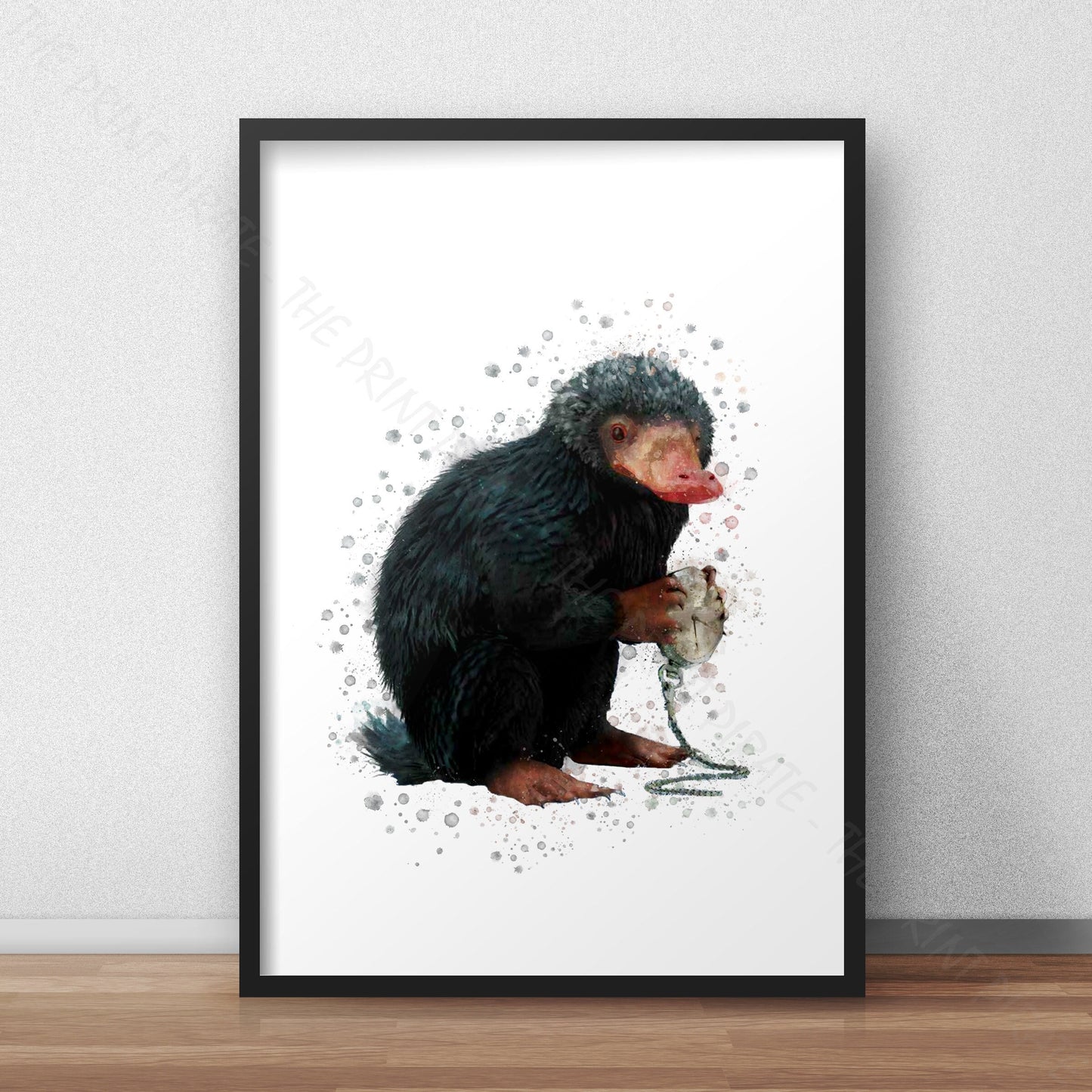 Wizarding World 'NIFFLER' Hogwarts Harry Potter / Fantastic Beasts Watercolour Splash Wall Art Print