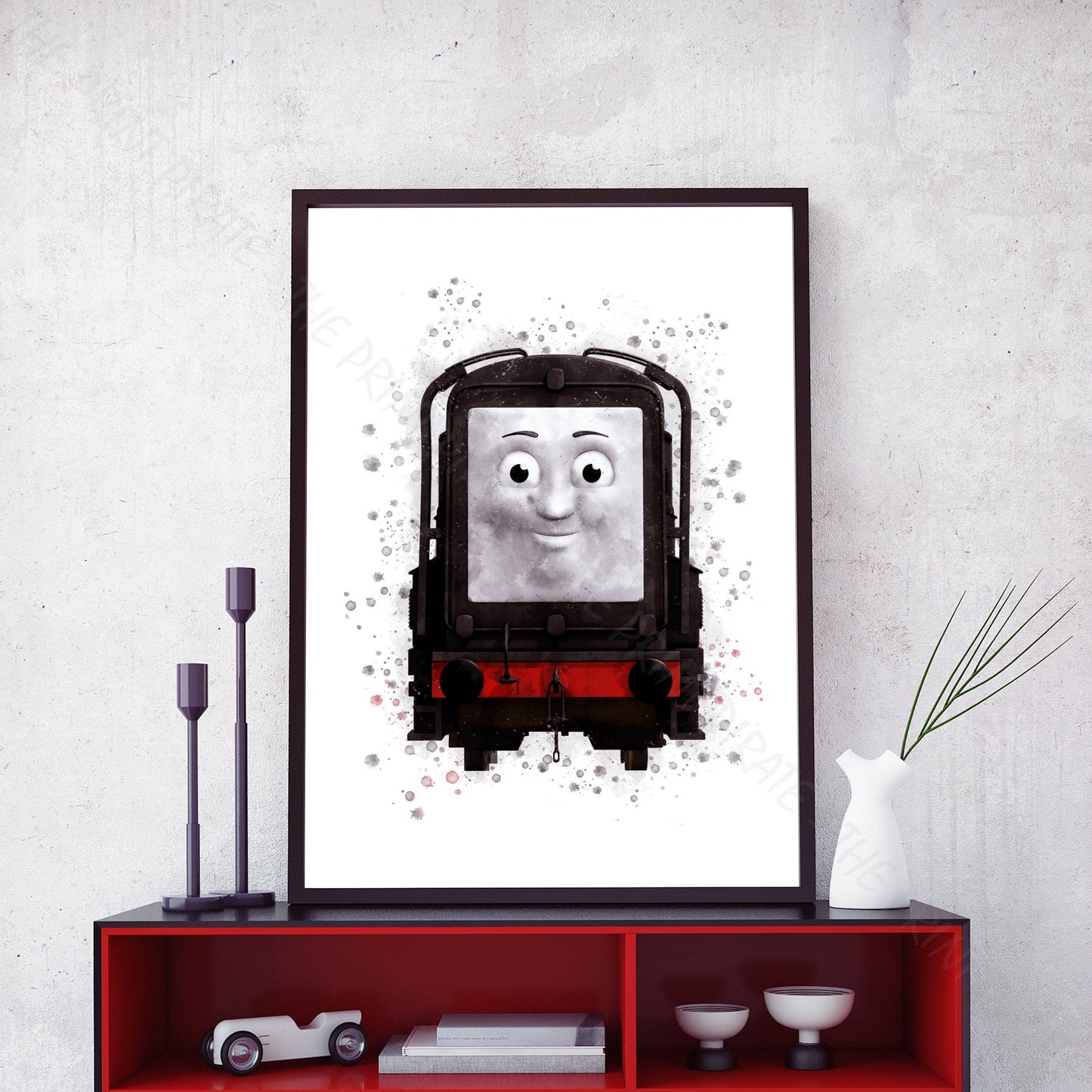 Thomas and Friends 'DIESEL' Watercolour Splash Wall Art Print