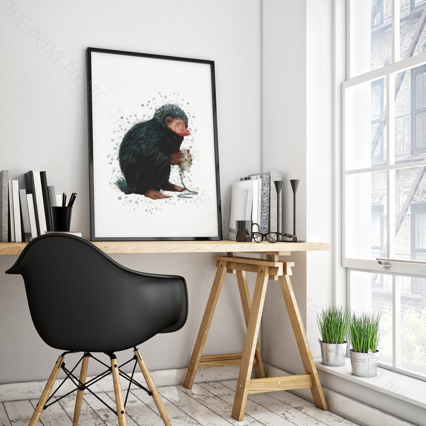 Wizarding World 'NIFFLER' Hogwarts Harry Potter / Fantastic Beasts Watercolour Splash Wall Art Print