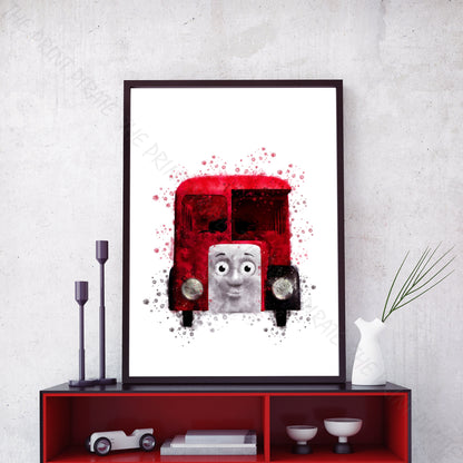 Thomas and Friends 'BERTIE BUS' Watercolour Splash Wall Art Print