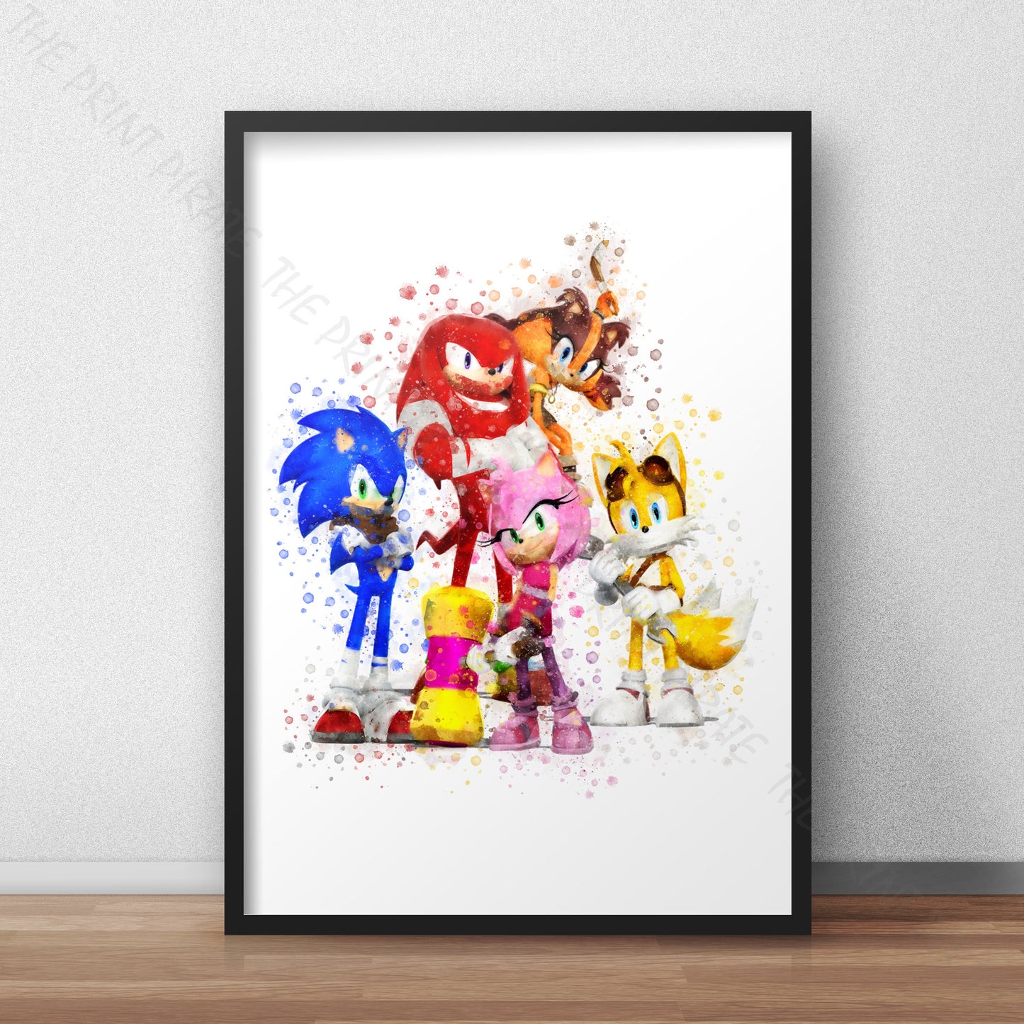 Gaming 'SONIC GROUP' Sonic Hedgehog Watercolour Splash Wall Art Print