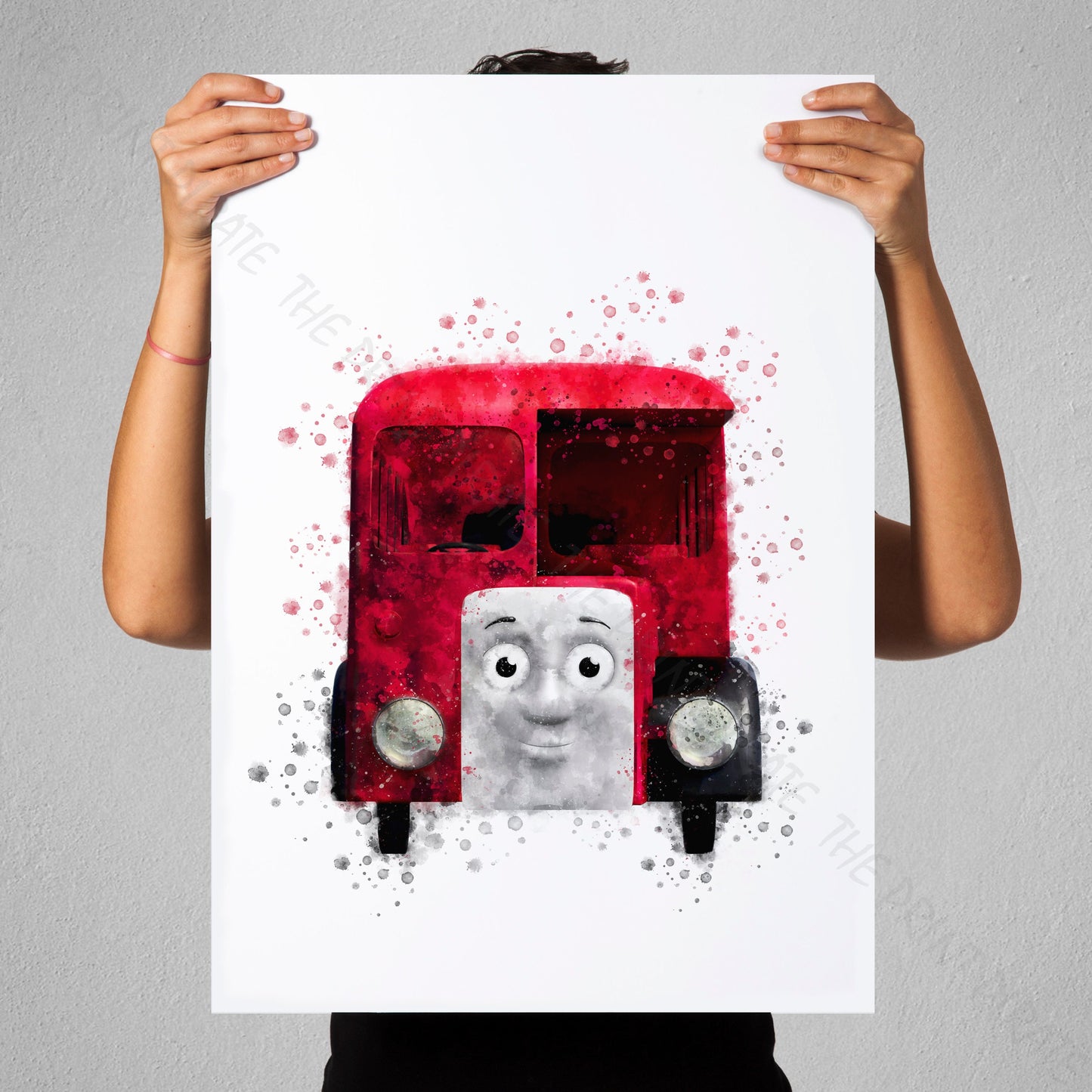 Thomas and Friends 'BERTIE BUS' Watercolour Splash Wall Art Print