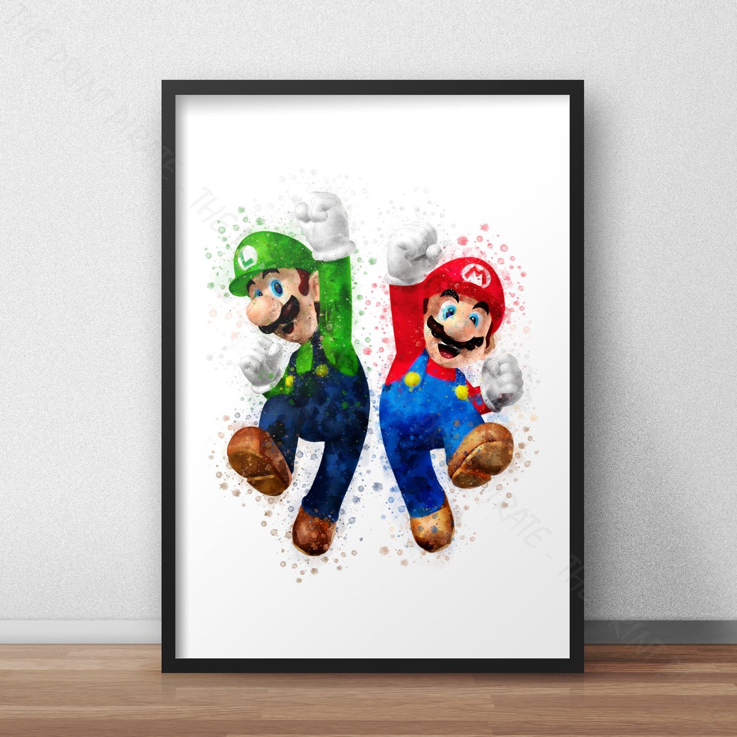 Gaming 'MARIO AND LUIGI' Mario Watercolour Splash Wall Art Print