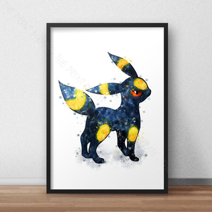 Pokemon 'UMBREON' Watercolour Splash Wall Art Print