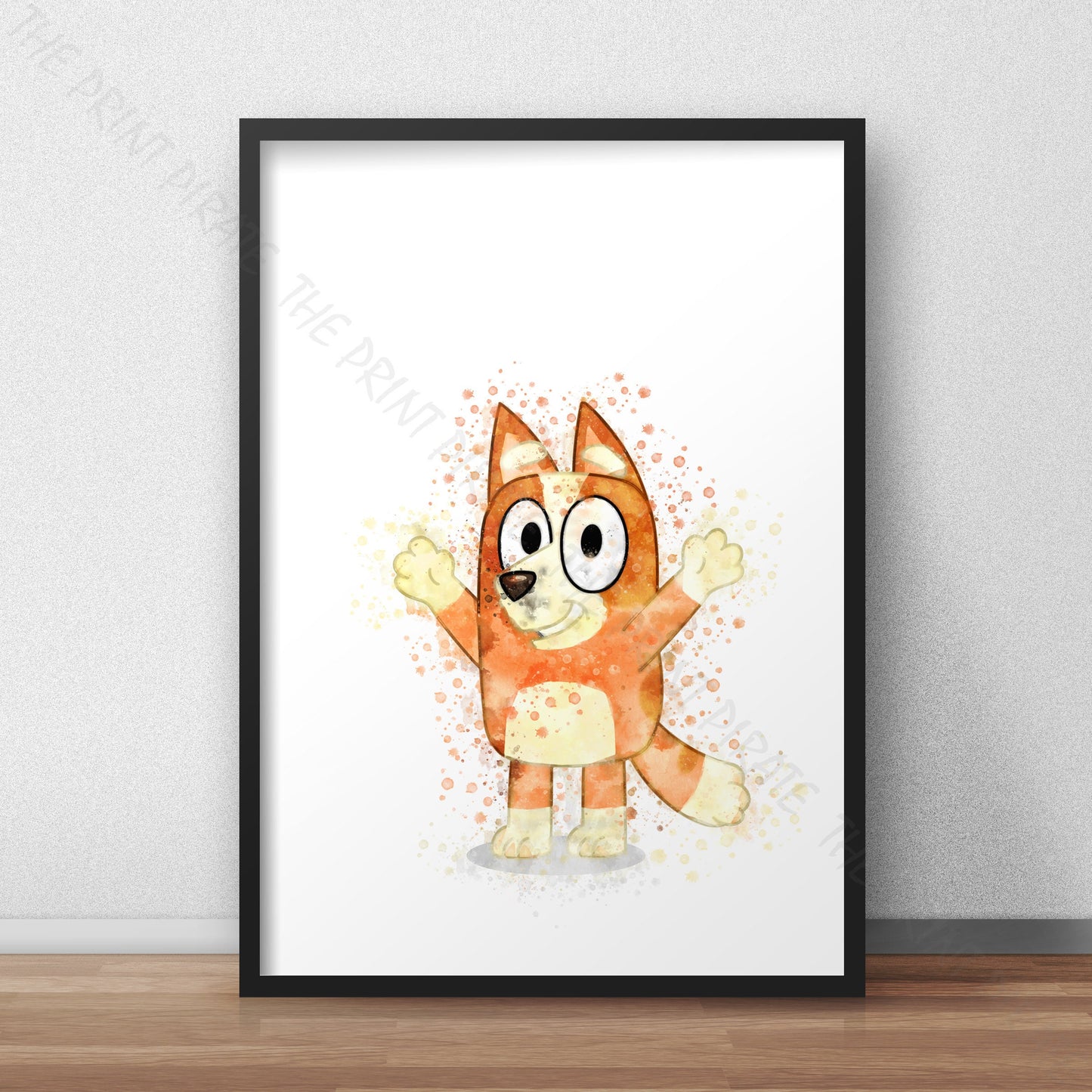 Bluey 'BINGO' character Watercolour Splash Wall Art Print