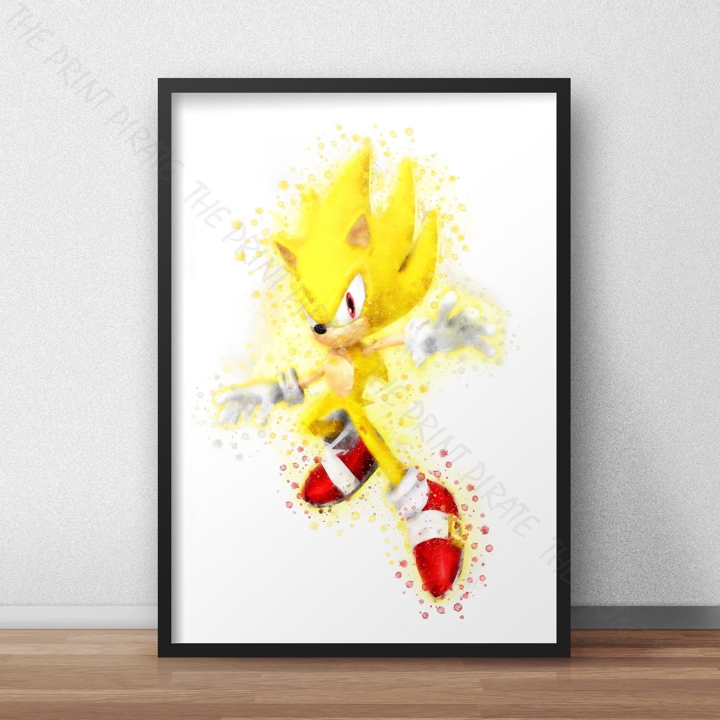 Gaming 'SUPER SONIC' Sonic the Hedgehog Watercolour Splash Wall Art Print