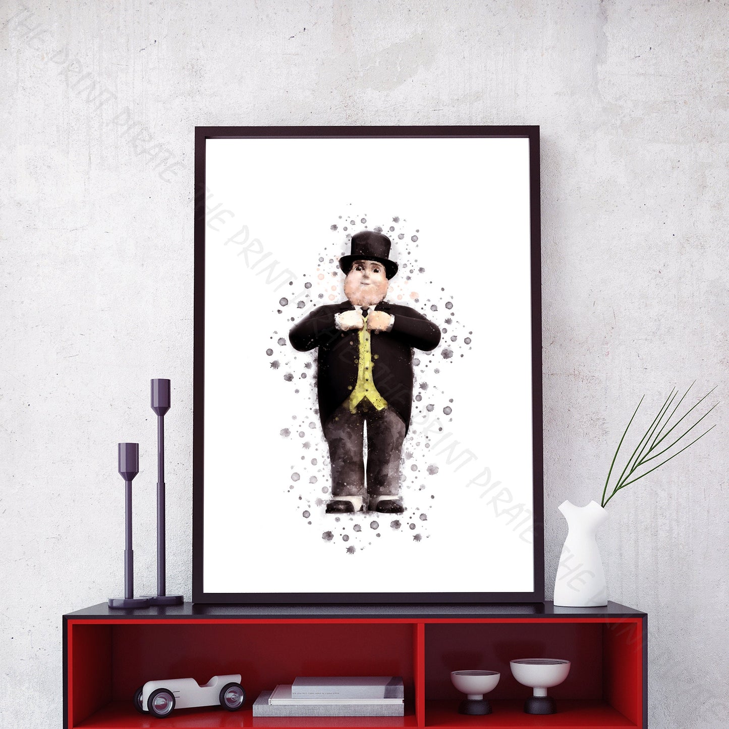 Thomas and Friends 'FAT CONTROLLER' Watercolour Splash Wall Art Print