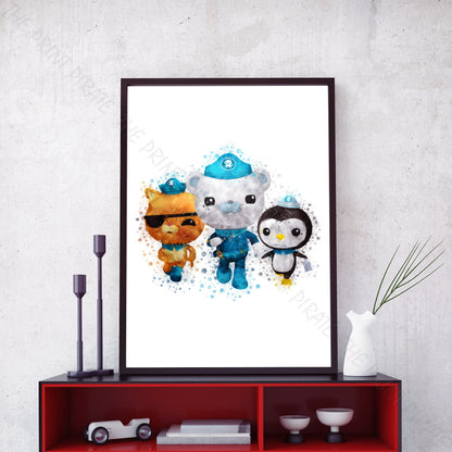 Octonauts 'OCTONAUTS TEAM' Watercolour Splash Wall Art Print