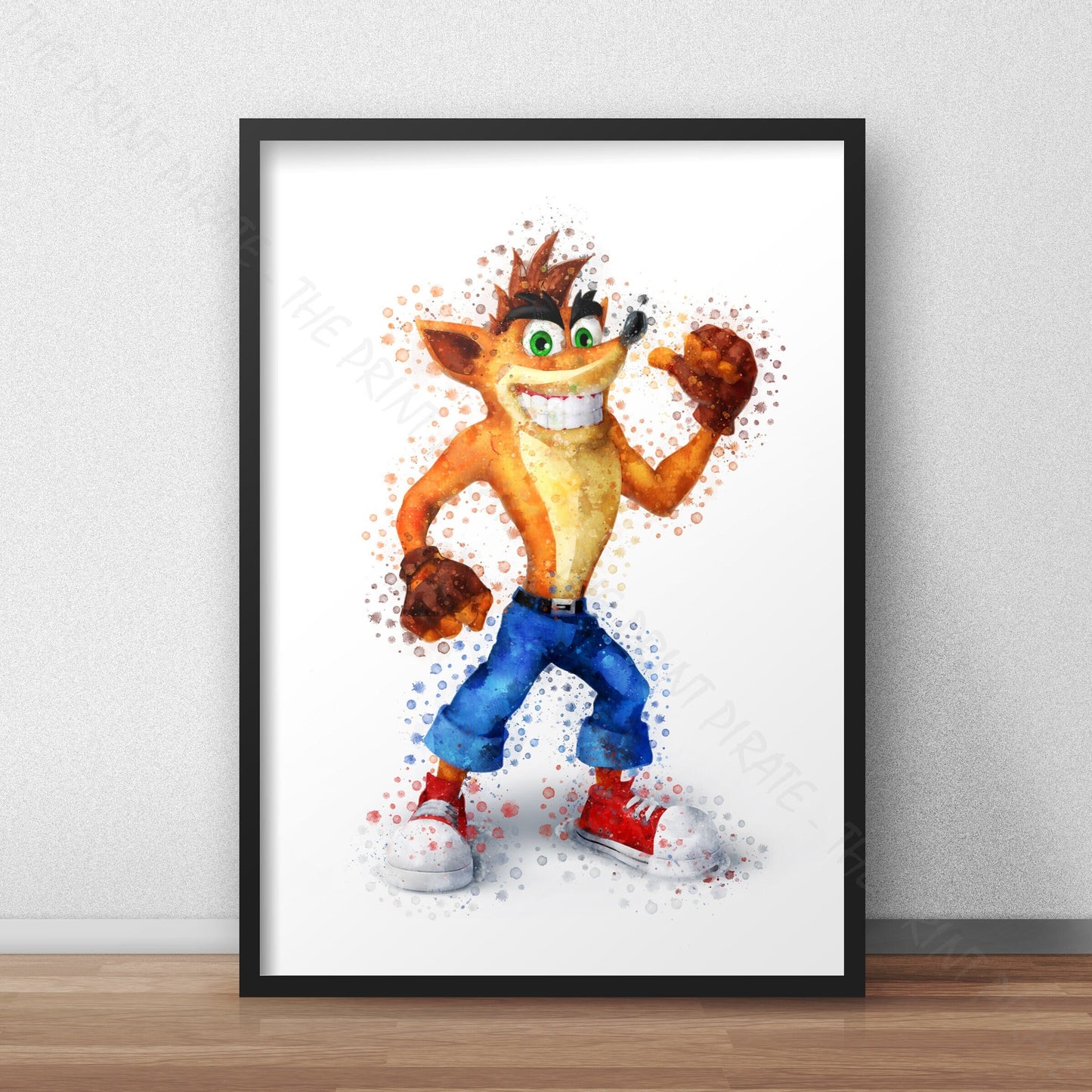 Gaming 'CRASH BANDICOOT' Watercolour Splash Wall Art Print