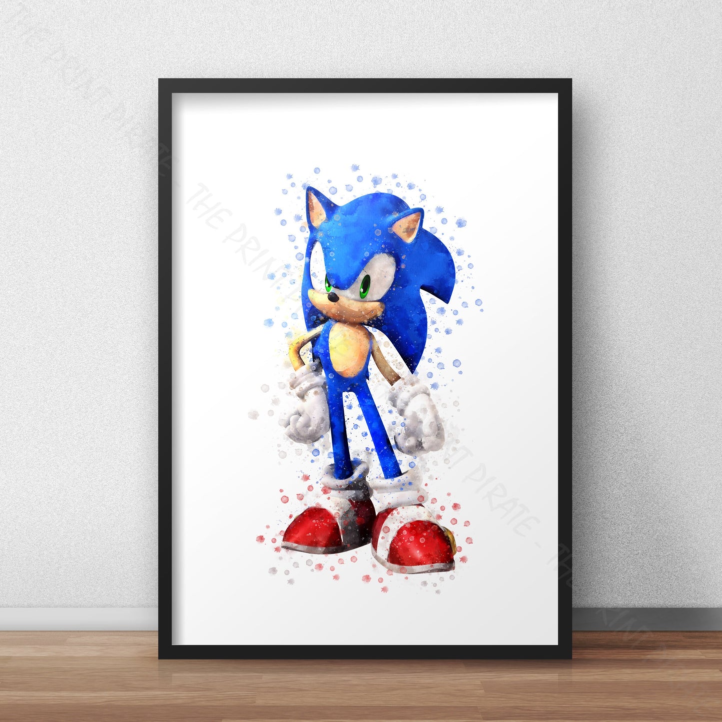 Gaming 'SONIC THE HEDGEHOG' Sonic Watercolour Splash Wall Art Print