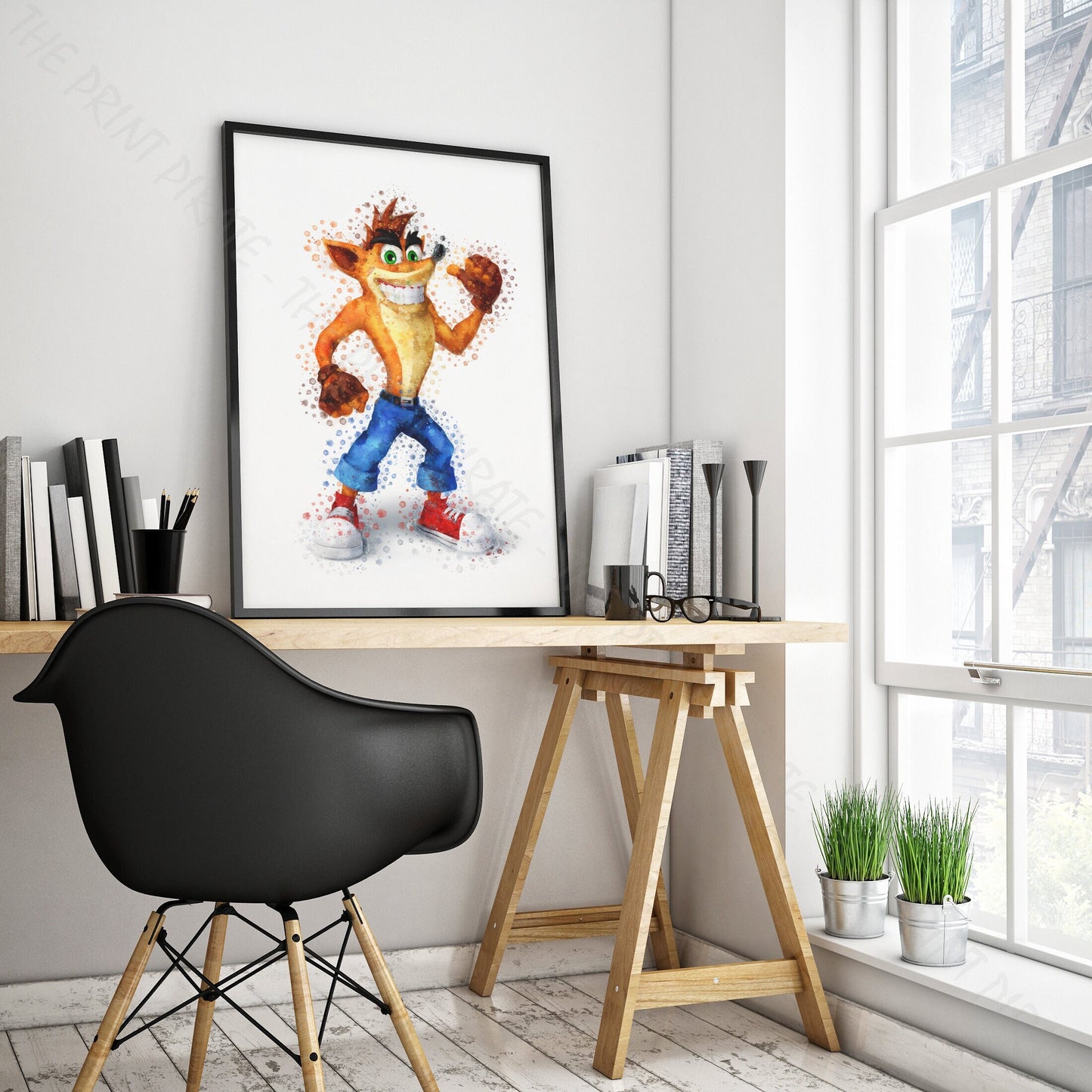 Gaming 'CRASH BANDICOOT' Watercolour Splash Wall Art Print