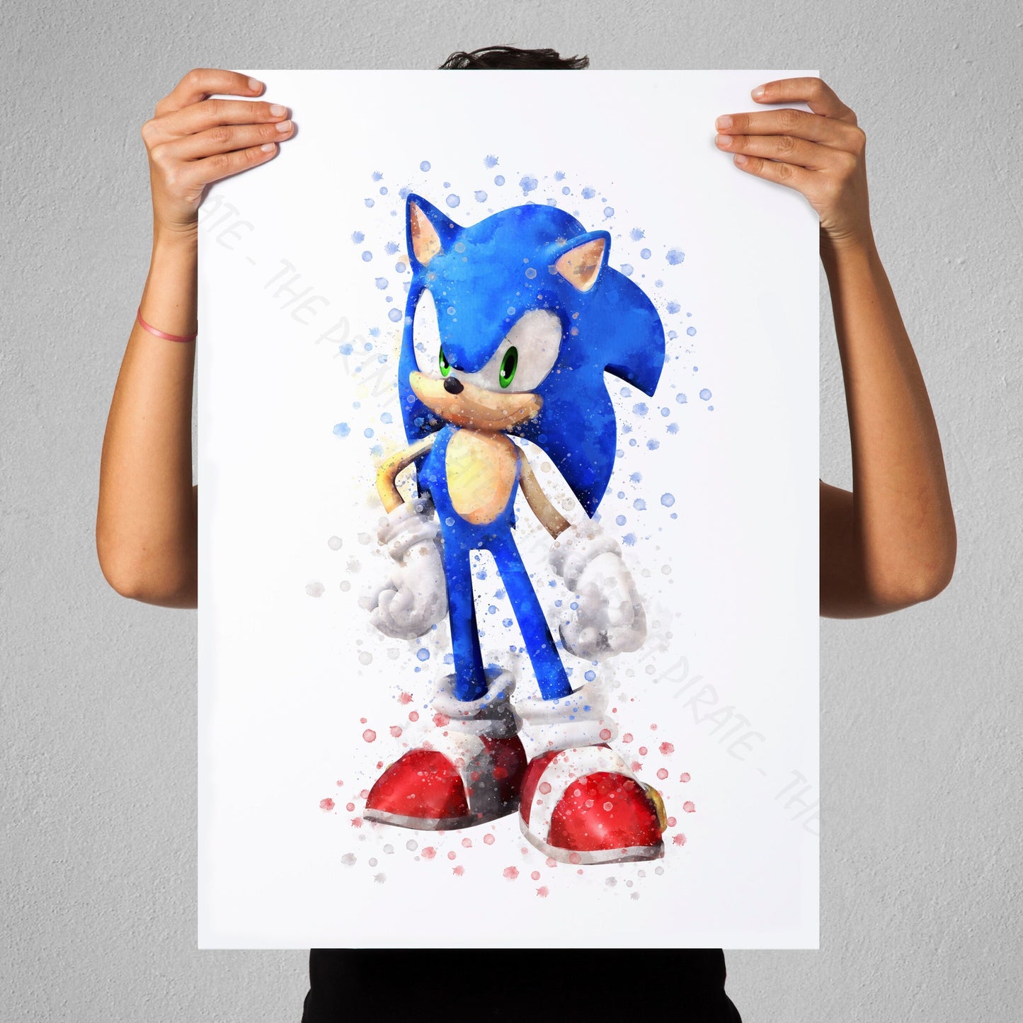 Gaming 'SONIC THE HEDGEHOG' Sonic Watercolour Splash Wall Art Print