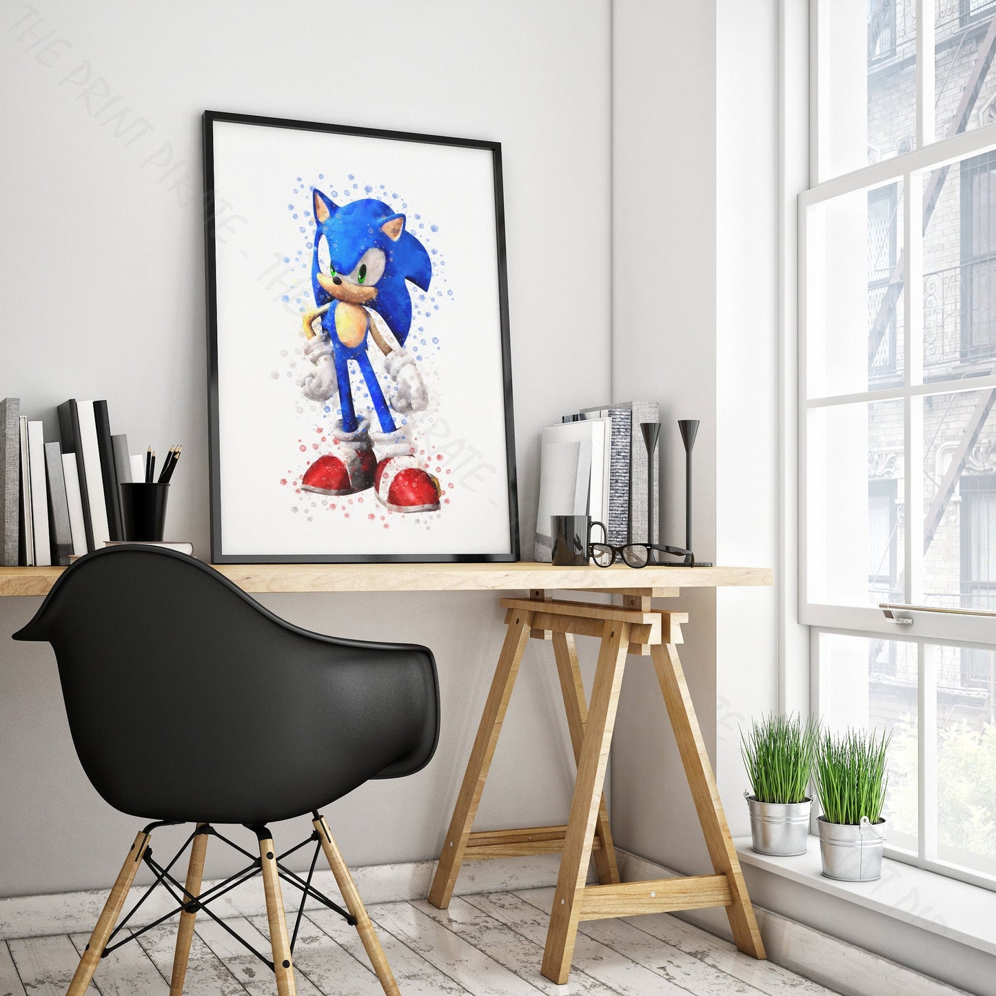 Gaming 'SONIC THE HEDGEHOG' Sonic Watercolour Splash Wall Art Print