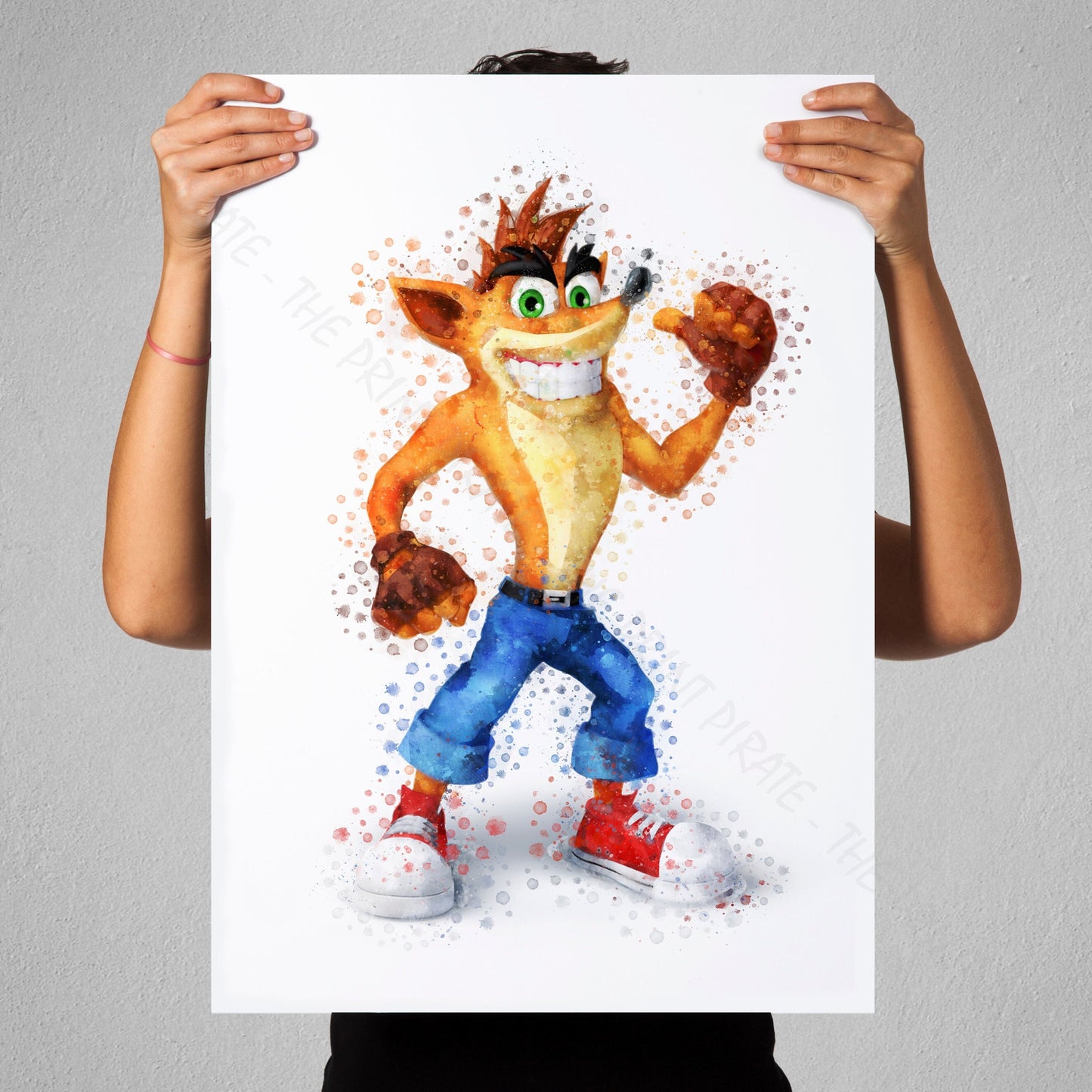 Gaming 'CRASH BANDICOOT' Watercolour Splash Wall Art Print