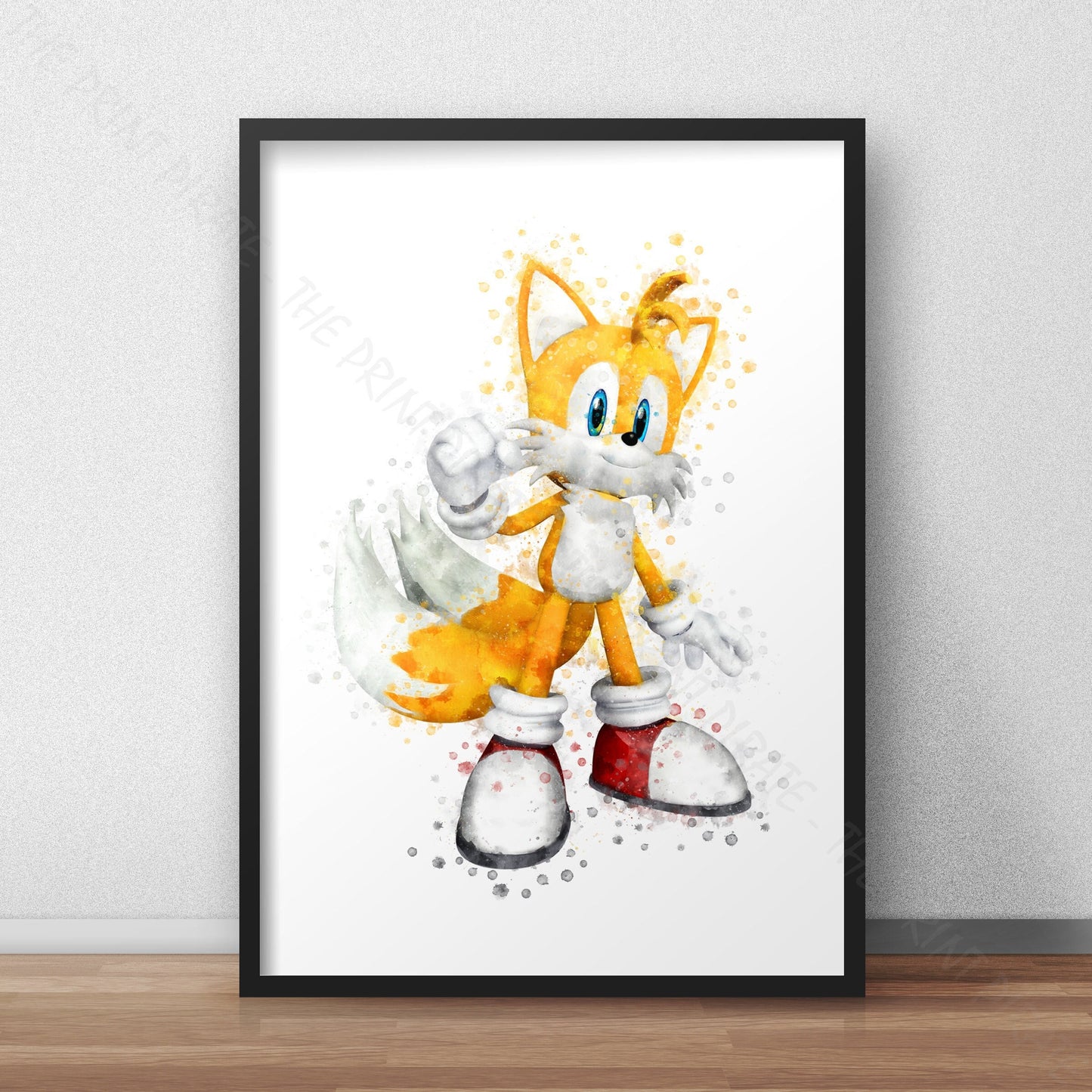 Gaming 'MILES 'TAILS' PROWER' Sonic Watercolour Splash Wall Art Print