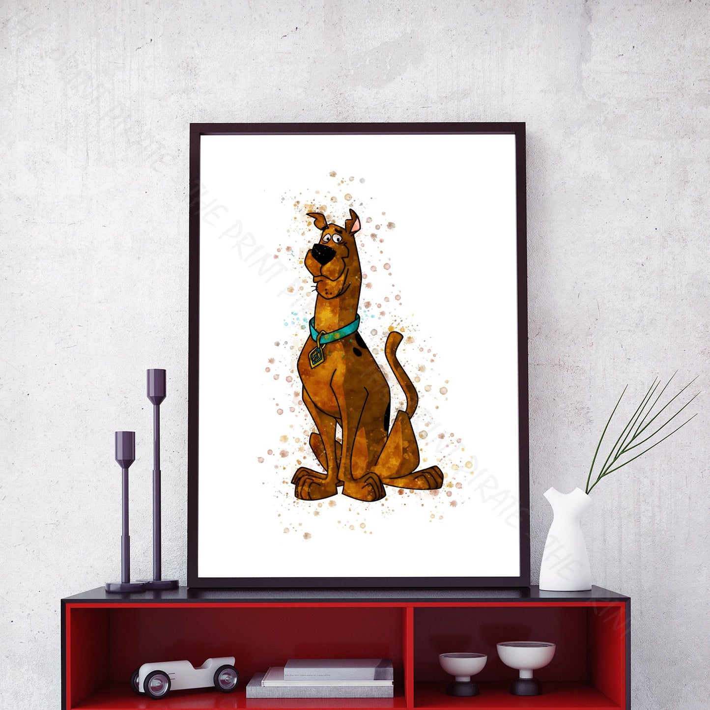 Scooby Doo 'SCOOBY DOO' Watercolour Splash Wall Art Print