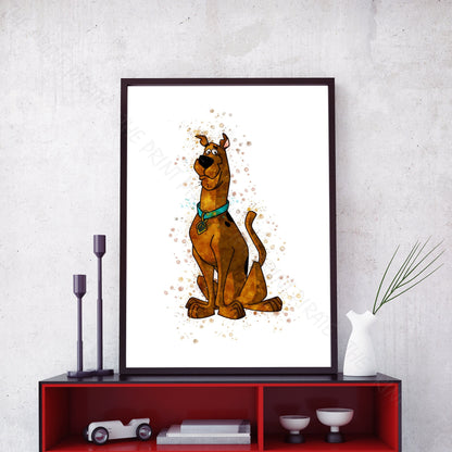 Scooby Doo 'SCOOBY DOO' Watercolour Splash Wall Art Print