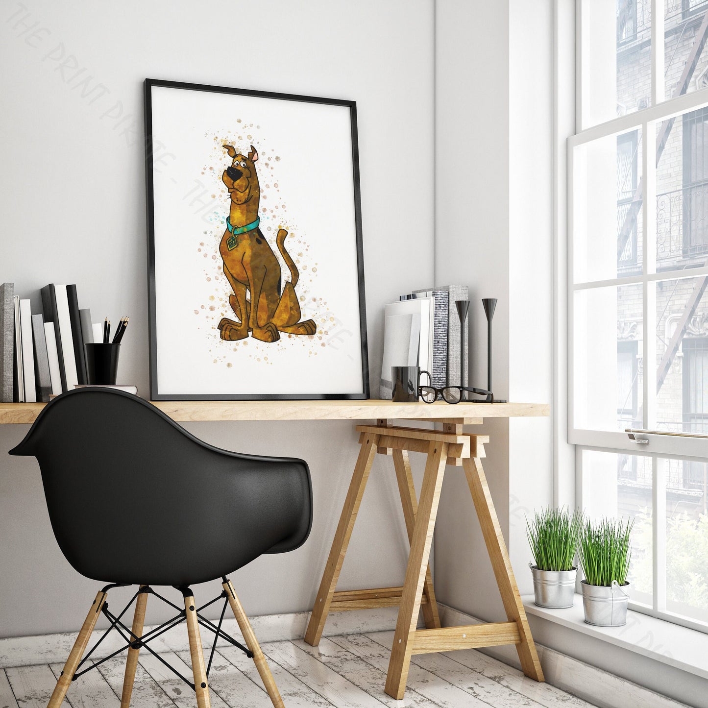 Scooby Doo 'SCOOBY DOO' Watercolour Splash Wall Art Print