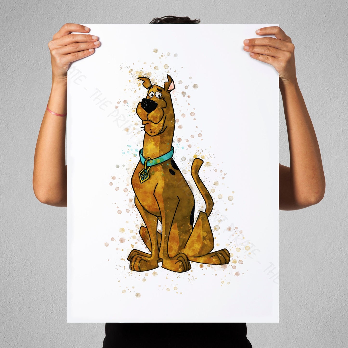 Scooby Doo 'SCOOBY DOO' Watercolour Splash Wall Art Print