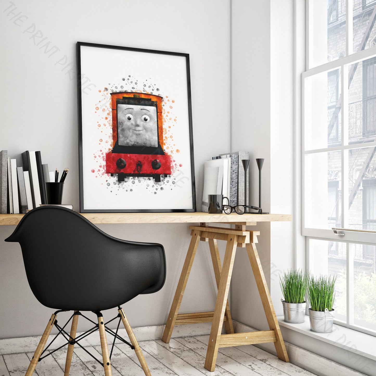 Thomas and Friends 'RUSTY' Watercolour Splash Wall Art Print